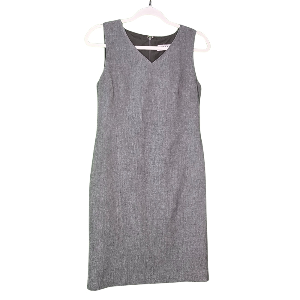 Kasper Gray V Neck Sheath Dress, 6P